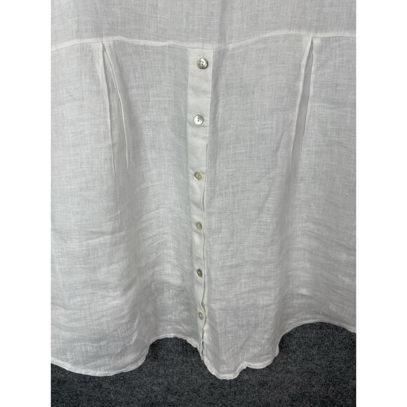 Tero Millennio 100% Linen Top White Women's Medium Boho, Lagon Look - Picture 12 of 13
